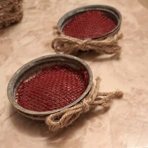 Rustic Red Burlap Jewelry Holders (2)